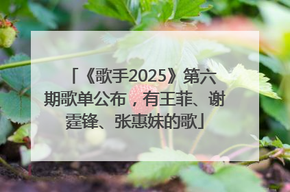 《歌手2025》第六期歌单公布，有王菲、谢霆锋、张惠妹的歌