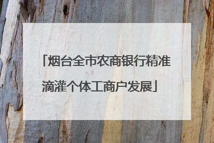 烟台全市农商银行精准滴灌个体工商户发展