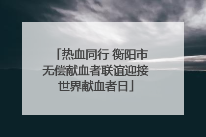 热血同行 衡阳市无偿献血者联谊迎接世界献血者日