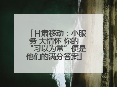 甘肃移动：小服务 大情怀 你的“习以为常”便是他们的满分答案