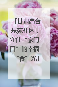 甘肃高台东苑社区：守住“家门口”的幸福“食”光