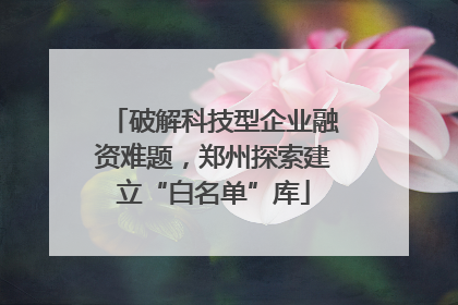 破解科技型企业融资难题，郑州探索建立“白名单”库