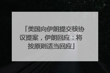 美国向伊朗提交核协议提案，伊朗回应：将按原则适当回应