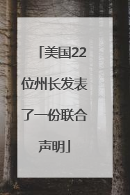 美国22位州长发表了一份联合声明