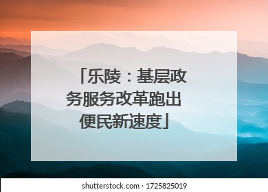乐陵：基层政务服务改革跑出便民新速度
