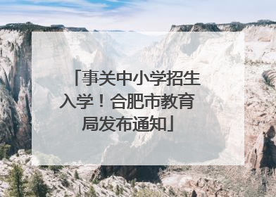 事关中小学招生入学！合肥市教育局发布通知