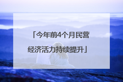 今年前4个月民营经济活力持续提升