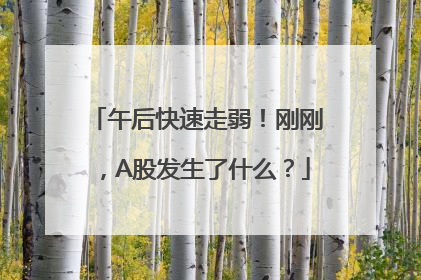 午后快速走弱！刚刚，A股发生了什么？