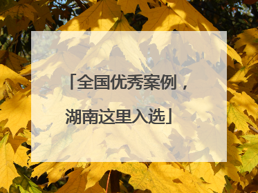 全国优秀案例，湖南这里入选