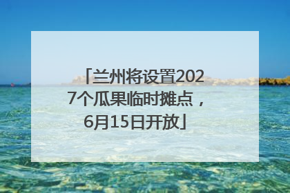 兰州将设置2027个瓜果临时摊点，6月15日开放