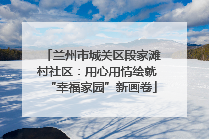兰州市城关区段家滩村社区：用心用情绘就“幸福家园”新画卷