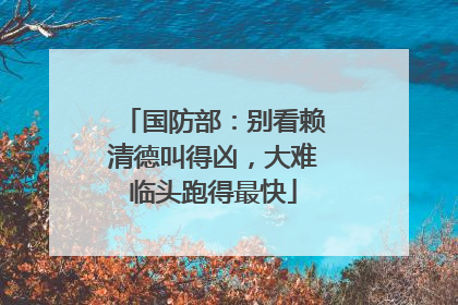 国防部：别看赖清德叫得凶，大难临头跑得最快