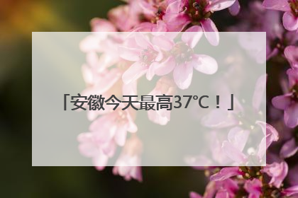 安徽今天最高37℃！