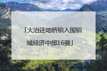 大冶还地桥镇入围镇域经济中部16强