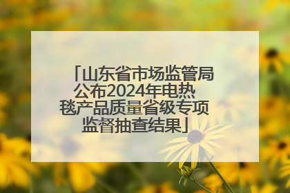 山东省市场监管局公布2024年电热毯产品质量省级专项监督抽查结果