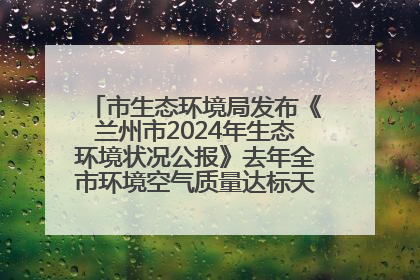 市生态环境局发布《兰州市2024年生态环境状况公报》去年全市环境空气质量达标天数301天