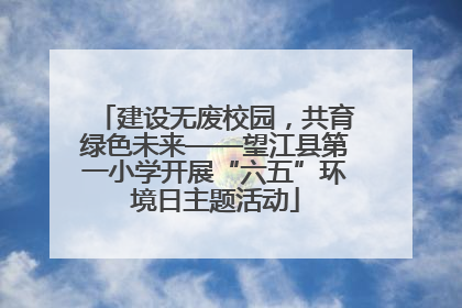 建设无废校园，共育绿色未来——望江县第一小学开展“六五”环境日主题活动