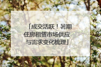 成交活跃！暑期住房租赁市场供应与需求变化梳理