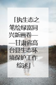 执生态之笔绘绿富同兴新画卷——甘肃省高台县生态环境保护工作综述