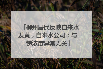 柳州居民反映自来水发黄，自来水公司：与锑浓度异常无关