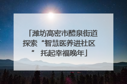 潍坊高密市醴泉街道探索“智慧医养进社区” 托起幸福晚年