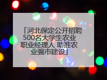 河北保定公开招聘500名大学生农业职业经理人 助推农业强市建设