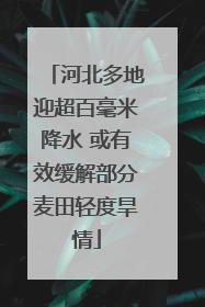 河北多地迎超百毫米降水 或有效缓解部分麦田轻度旱情