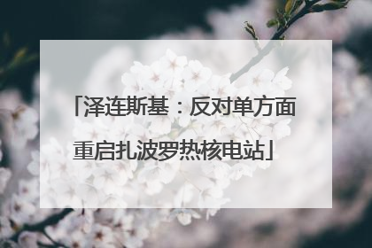 泽连斯基：反对单方面重启扎波罗热核电站