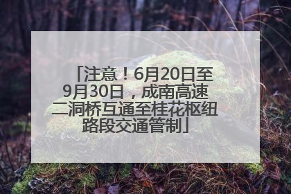 注意！6月20日至9月30日，成南高速二洞桥互通至桂花枢纽路段交通管制