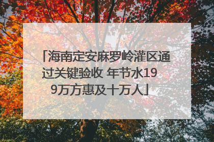 海南定安麻罗岭灌区通过关键验收 年节水199万方惠及十万人