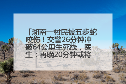 湖南一村民被五步蛇咬伤！交警26分钟冲破64公里生死线，医生：再晚20分钟或将呼吸肌麻痹