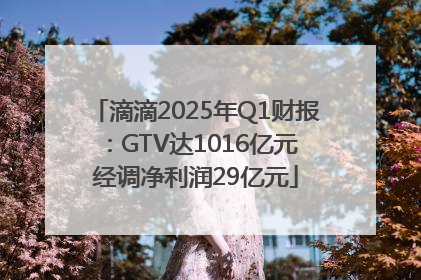 滴滴2025年Q1财报：GTV达1016亿元 经调净利润29亿元