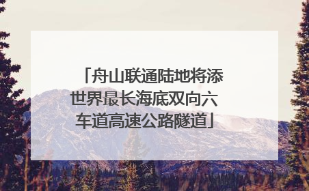 舟山联通陆地将添世界最长海底双向六车道高速公路隧道