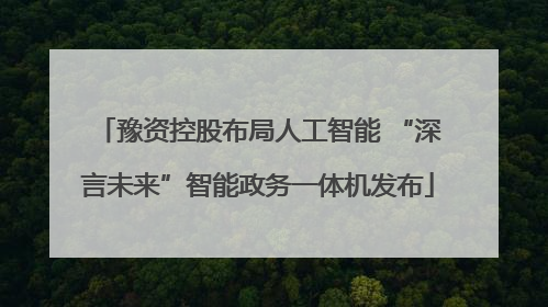 豫资控股布局人工智能 “深言未来”智能政务一体机发布