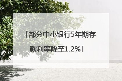 部分中小银行5年期存款利率降至1.2%