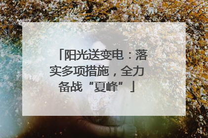 阳光送变电：落实多项措施，全力备战“夏峰”