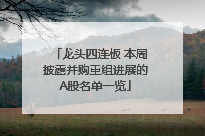 龙头四连板 本周披露并购重组进展的A股名单一览