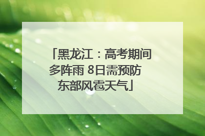 黑龙江：高考期间多阵雨 8日需预防东部风雹天气