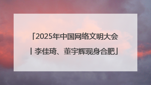 2025年中国网络文明大会丨李佳琦、董宇辉现身合肥