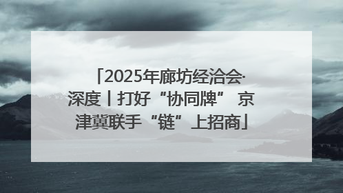 2025年廊坊经洽会·深度丨打好“协同牌” 京津冀联手“链”上招商