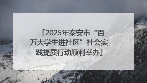 2025年泰安市“百万大学生进社区”社会实践提质行动顺利举办